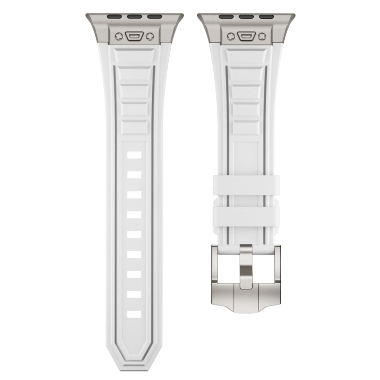 For Apple Watch SE 2023 44mm Metal Connector Silicone Watch Band