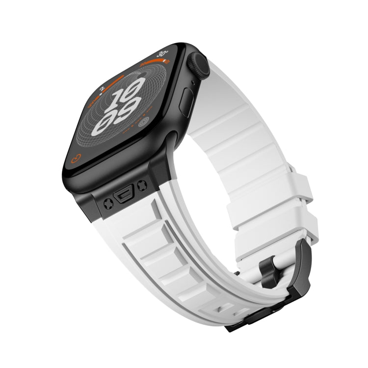 For Apple Watch SE 2023 44mm Metal Connector Silicone Watch Band