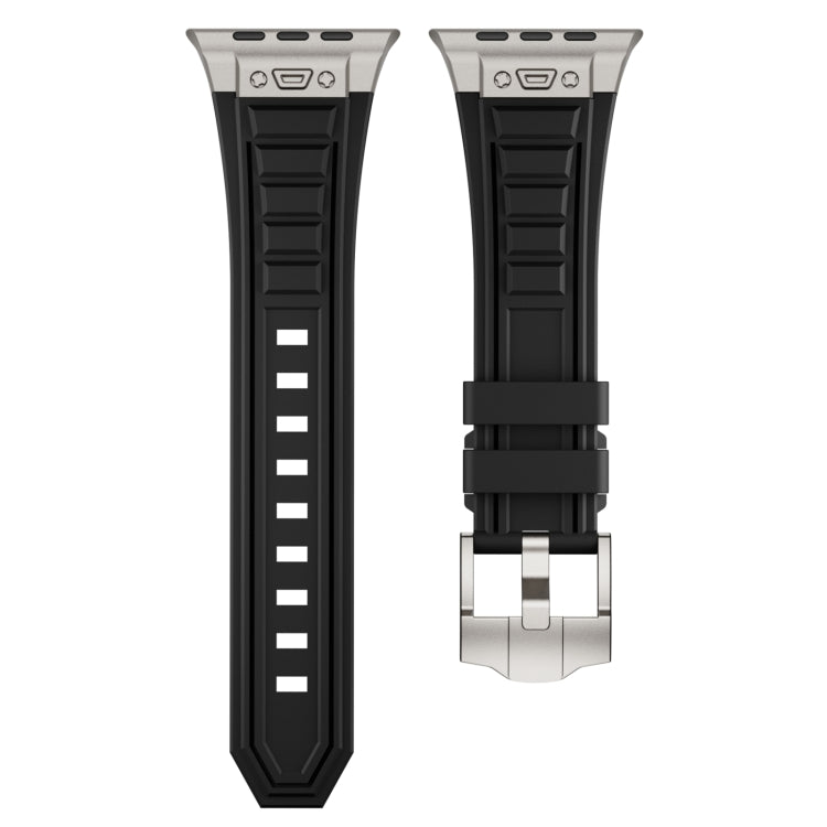 For Apple Watch Series 9 45mm Metal Connector Silicone Watch Band