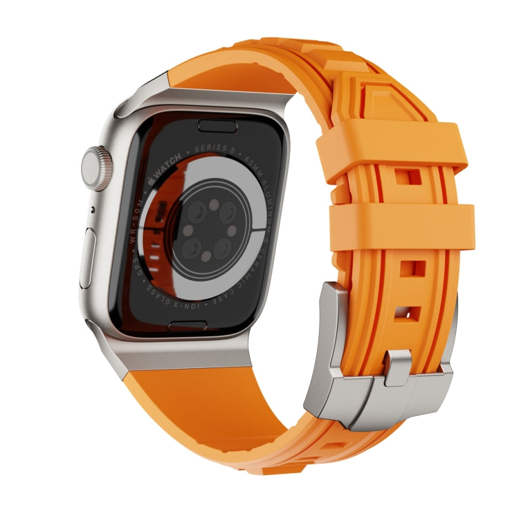 For Apple Watch Series 9 45mm Metal Connector Silicone Watch Band