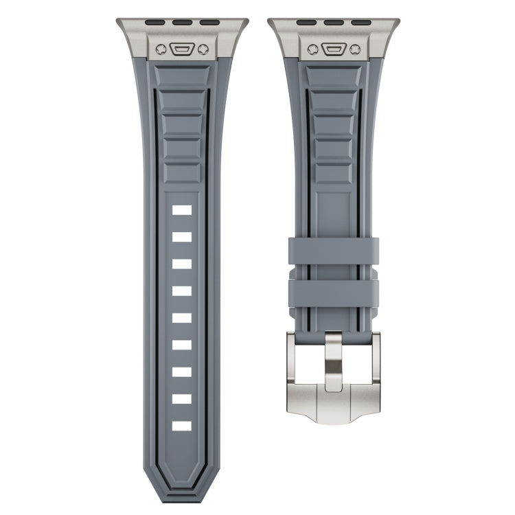 For Apple Watch Series 9 45mm Metal Connector Silicone Watch Band