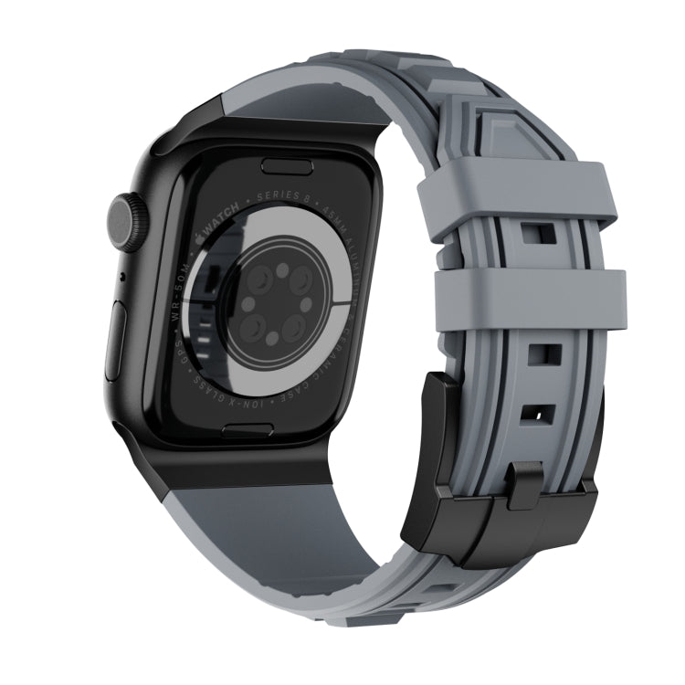 For Apple Watch Series 9 45mm Metal Connector Silicone Watch Band