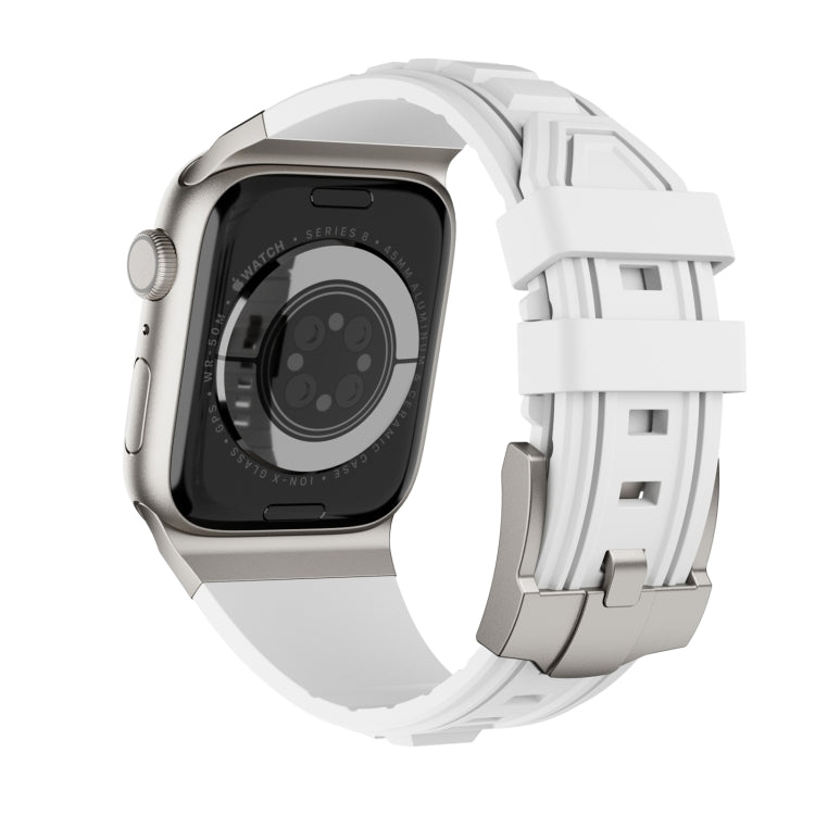 For Apple Watch Series 8 45mm Metal Connector Silicone Watch Band