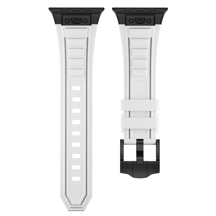 For Apple Watch Series 7 45mm Metal Connector Silicone Watch Band