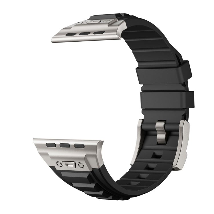 For Apple Watch Series 6 44mm Metal Connector Silicone Watch Band