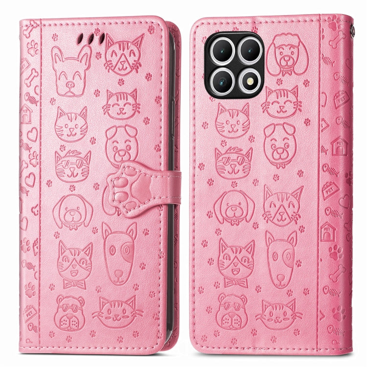 For T-Mobile T Phone 2 5G Cat and Dog Embossed Leather Phone Case