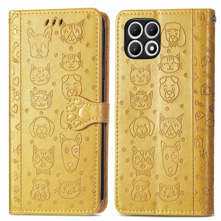 For T-Mobile T Phone 2 5G Cat and Dog Embossed Leather Phone Case