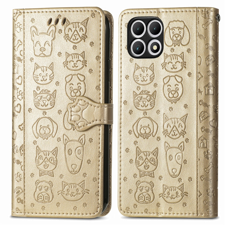 For T-Mobile T Phone 2 5G Cat and Dog Embossed Leather Phone Case