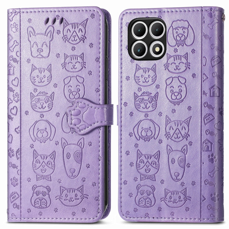 For T-Mobile T Phone 2 5G Cat and Dog Embossed Leather Phone Case