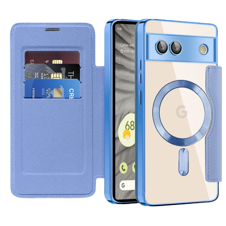 For Google Pixel 7a Shield Magsafe RFID Anti-theft Rhombus Leather Phone Case