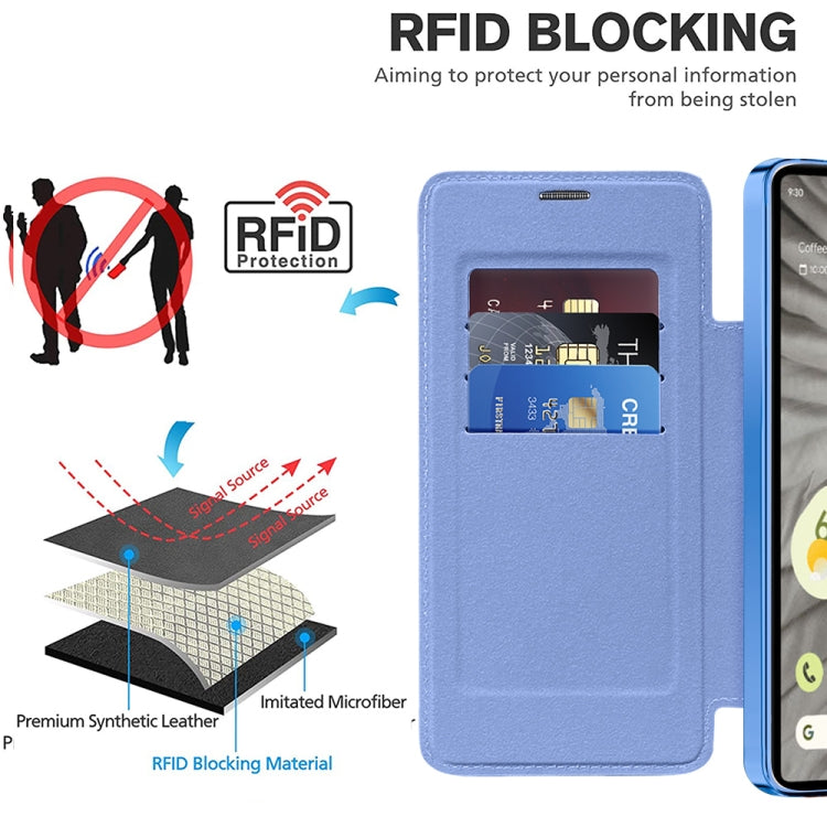 For Google Pixel 7a Shield Magsafe RFID Anti-theft Rhombus Leather Phone Case