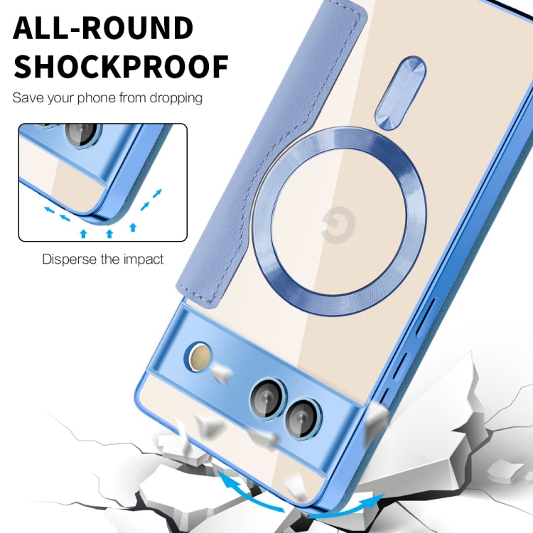 For Google Pixel 7a Shield Magsafe RFID Anti-theft Rhombus Leather Phone Case