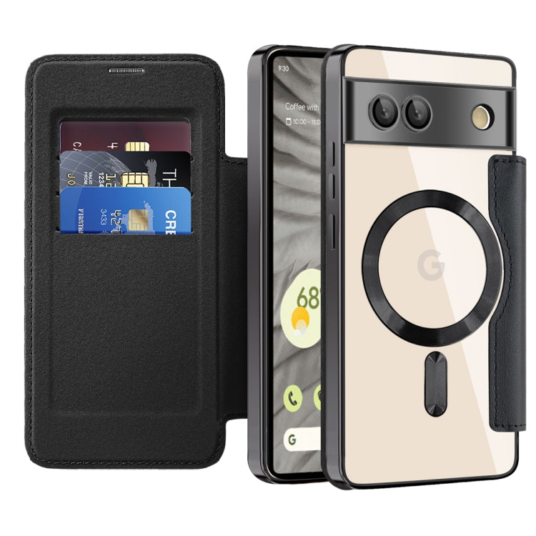 For Google Pixel 7a Shield Magsafe RFID Anti-theft Rhombus Leather Phone Case