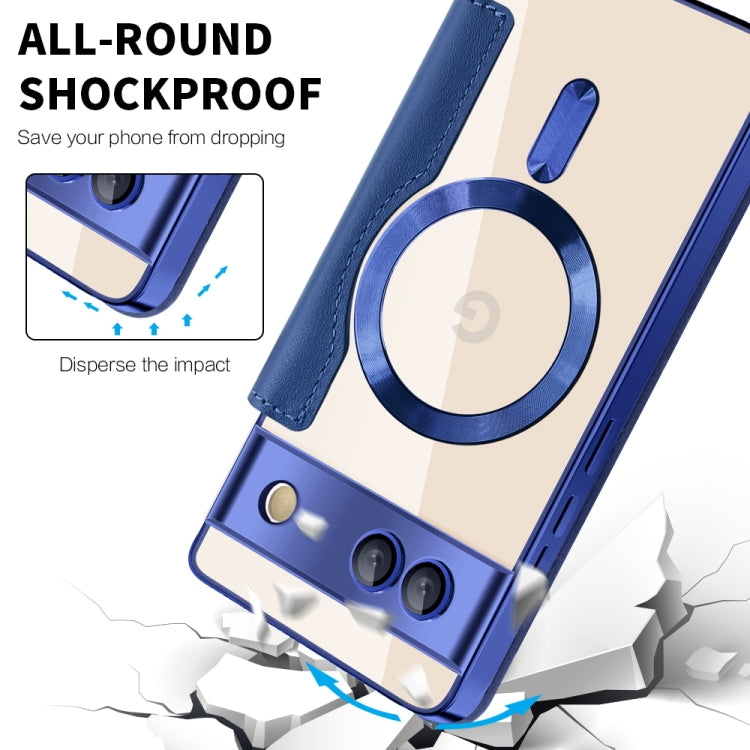 For Google Pixel 7a Shield Magsafe RFID Anti-theft Rhombus Leather Phone Case