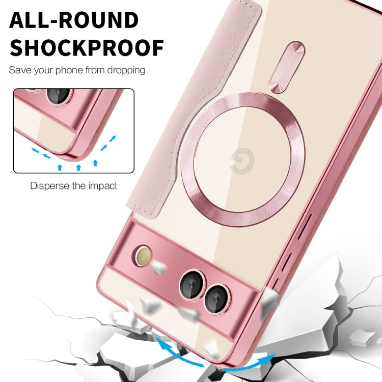 For Google Pixel 7a Shield Magsafe RFID Anti-theft Rhombus Leather Phone Case