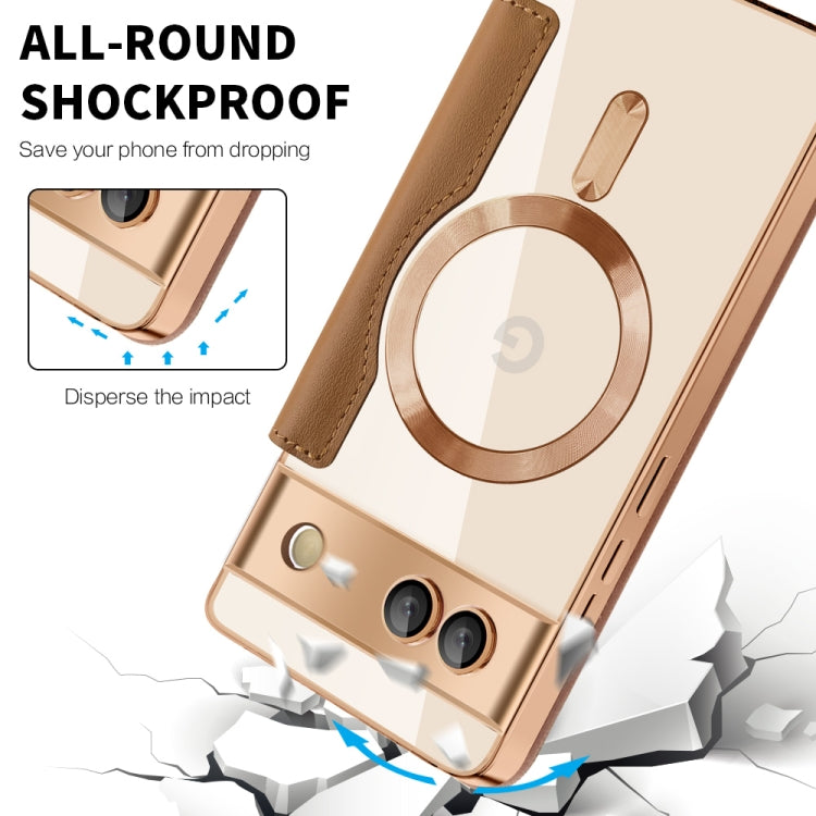For Google Pixel 7a Shield Magsafe RFID Anti-theft Rhombus Leather Phone Case