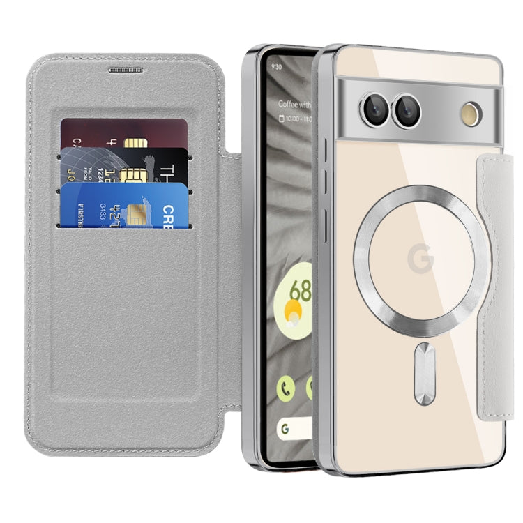 For Google Pixel 7a Shield Magsafe RFID Anti-theft Rhombus Leather Phone Case