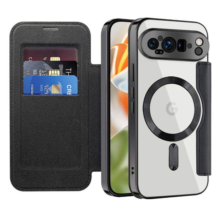 For Google Pixel 9 Pro Shield Magsafe RFID Anti-theft Rhombus Leather Phone Case