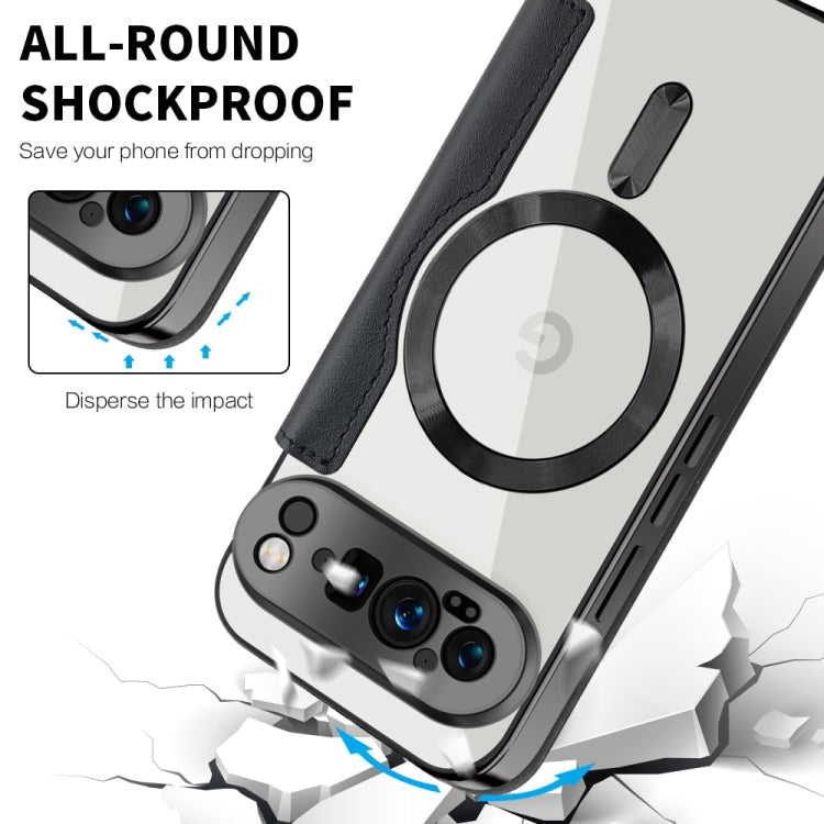 For Google Pixel 9 Pro Shield Magsafe RFID Anti-theft Rhombus Leather Phone Case