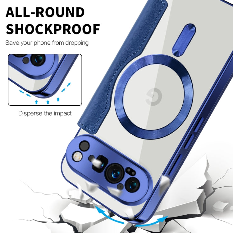For Google Pixel 9 Pro Shield Magsafe RFID Anti-theft Rhombus Leather Phone Case