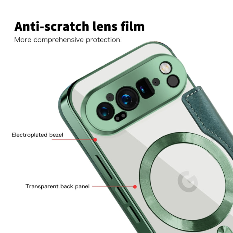For Google Pixel 9 Pro Shield Magsafe RFID Anti-theft Rhombus Leather Phone Case