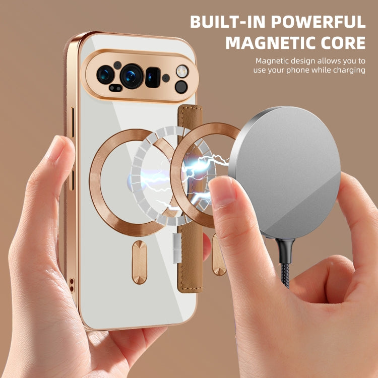 For Google Pixel 9 Pro Shield Magsafe RFID Anti-theft Rhombus Leather Phone Case