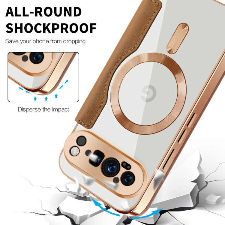 For Google Pixel 9 Pro Shield Magsafe RFID Anti-theft Rhombus Leather Phone Case