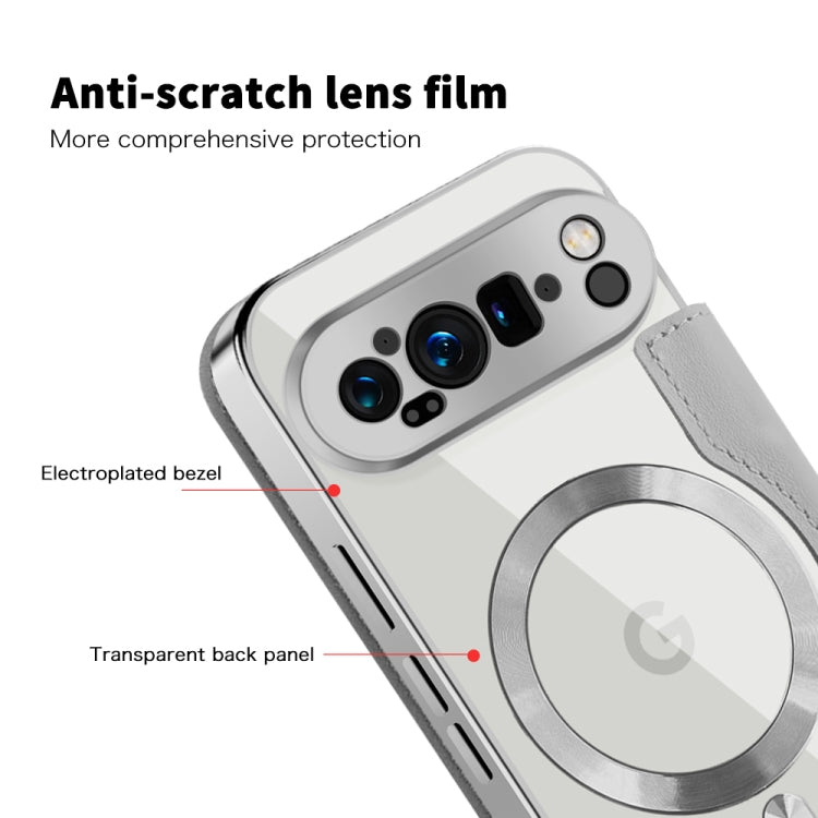 For Google Pixel 9 Pro Shield Magsafe RFID Anti-theft Rhombus Leather Phone Case