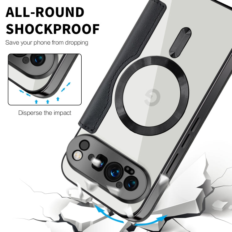 For Google Pixel 9 Pro XL Shield Magsafe RFID Anti-theft Rhombus Leather Phone Case