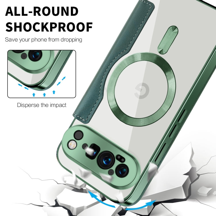 For Google Pixel 9 Pro XL Shield Magsafe RFID Anti-theft Rhombus Leather Phone Case