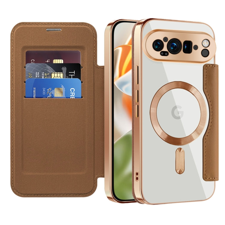 For Google Pixel 9 Pro XL Shield Magsafe RFID Anti-theft Rhombus Leather Phone Case
