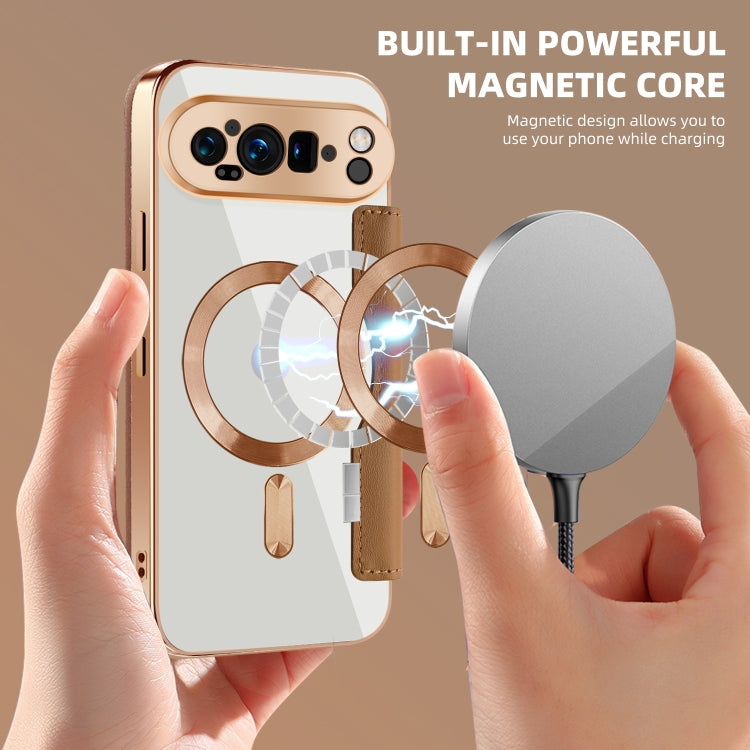 For Google Pixel 9 Pro XL Shield Magsafe RFID Anti-theft Rhombus Leather Phone Case