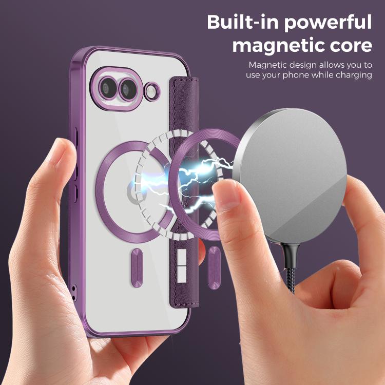 For Google Pixel 10a Shield Magsafe RFID Anti-theft Rhombus Leather Phone Case