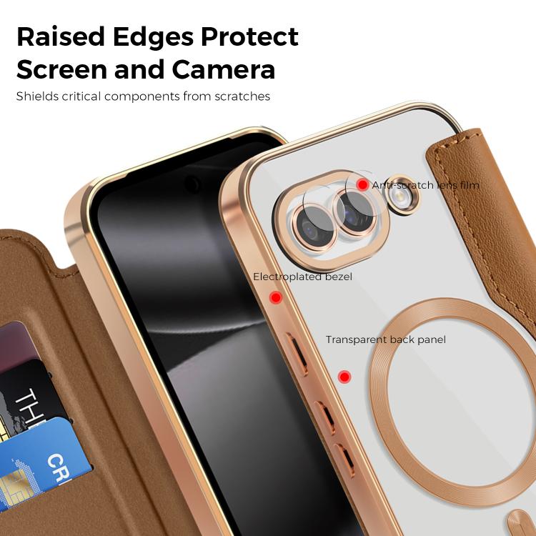 For Google Pixel 10a Shield Magsafe RFID Anti-theft Rhombus Leather Phone Case