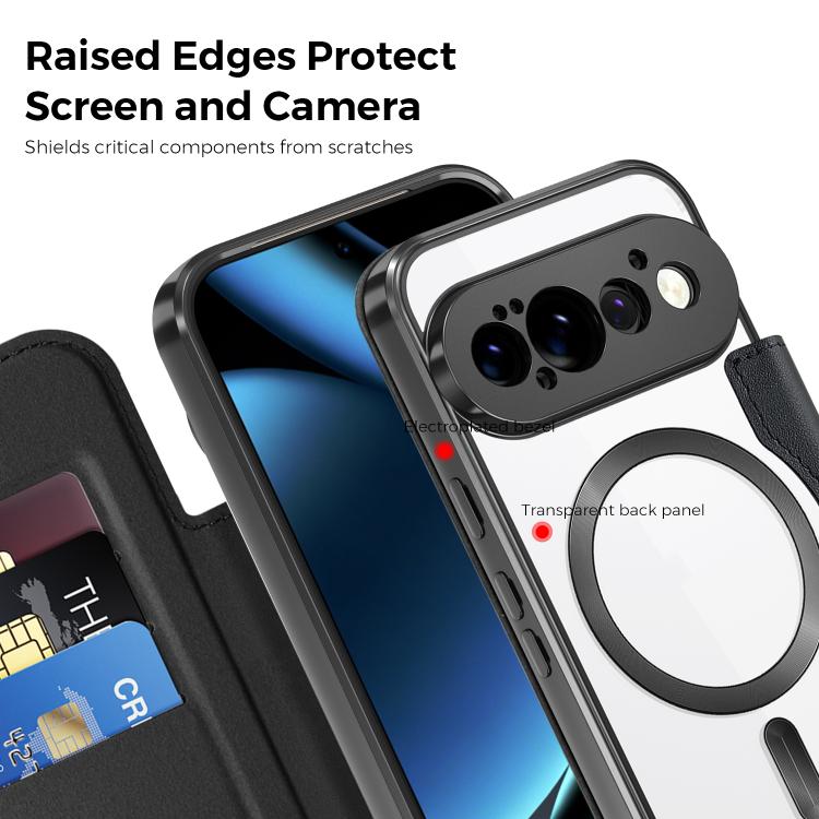 For Google Pixel 11 Pro Shield Magsafe RFID Anti-theft Rhombus Leather Phone Case