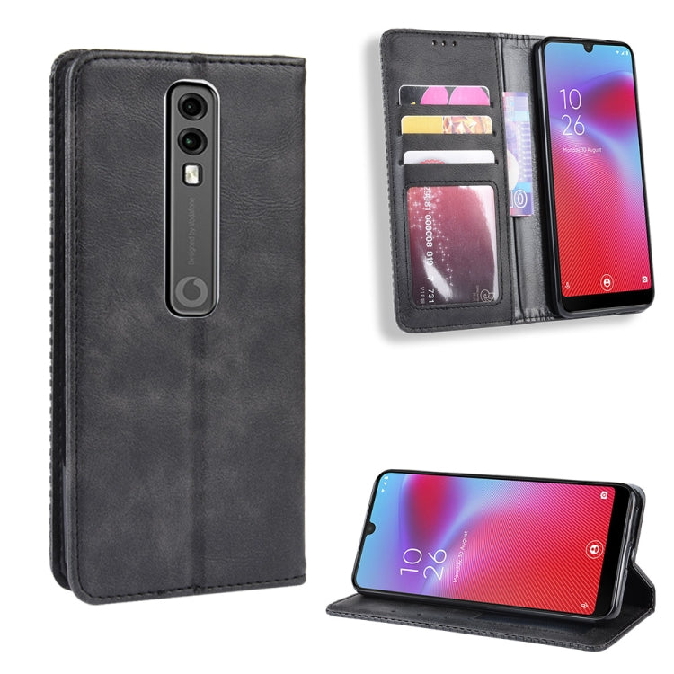 Magnetic Buckle Retro Crazy Horse Texture Horizontal Flip Leather Case for Vodafone Smart V10 (VFD730) , with Holder & Card Slots & Photo Frame