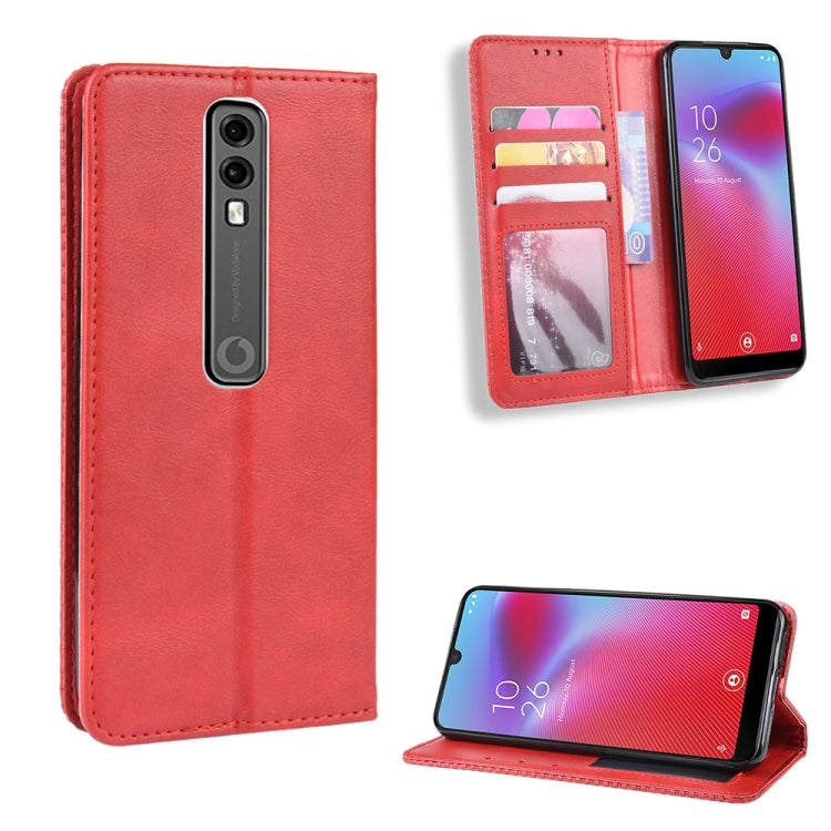 Magnetic Buckle Retro Crazy Horse Texture Horizontal Flip Leather Case for Vodafone Smart V10 (VFD730) , with Holder & Card Slots & Photo Frame