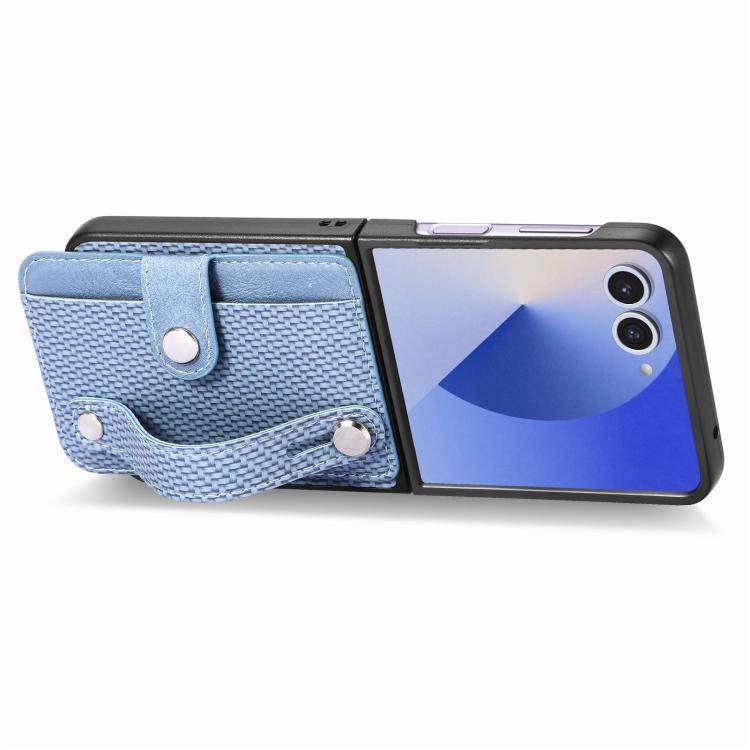 For Samsung Galaxy Z Flip7 5G Wristband Kickstand Card Wallet Back Cover Phone Case