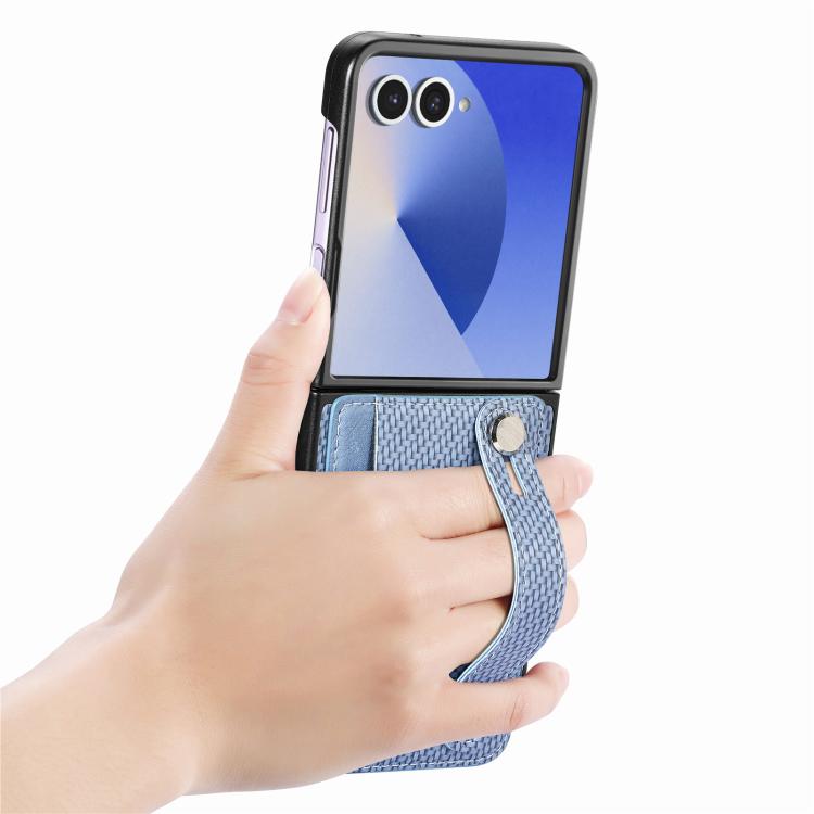 For Samsung Galaxy Z Flip7 5G Wristband Kickstand Card Wallet Back Cover Phone Case