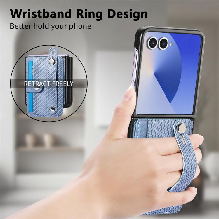 For Samsung Galaxy Z Flip7 5G Wristband Kickstand Card Wallet Back Cover Phone Case