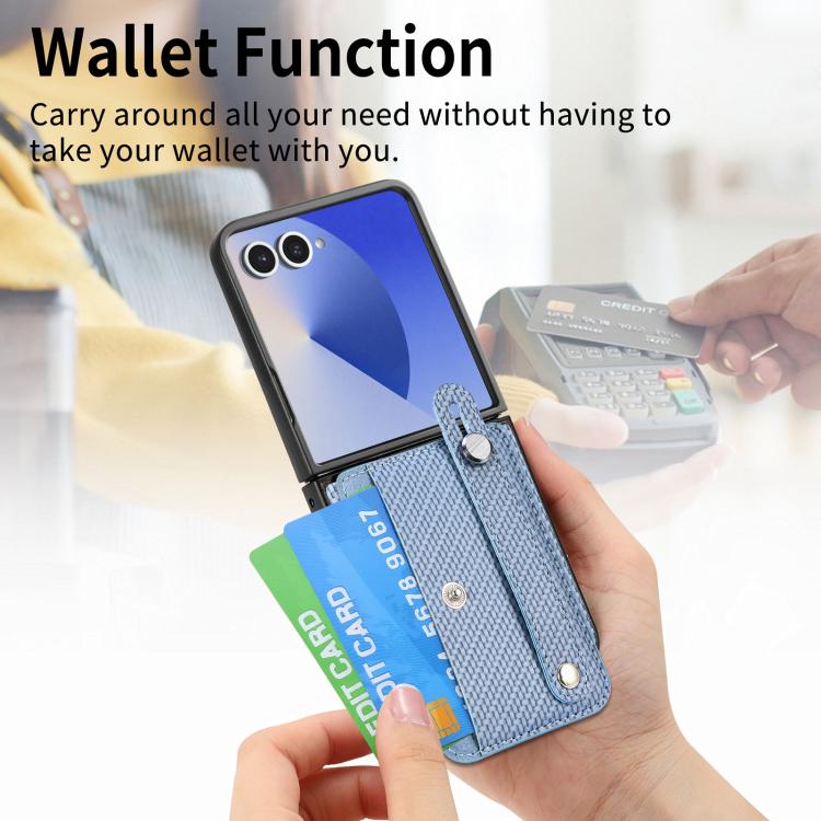 For Samsung Galaxy Z Flip7 5G Wristband Kickstand Card Wallet Back Cover Phone Case