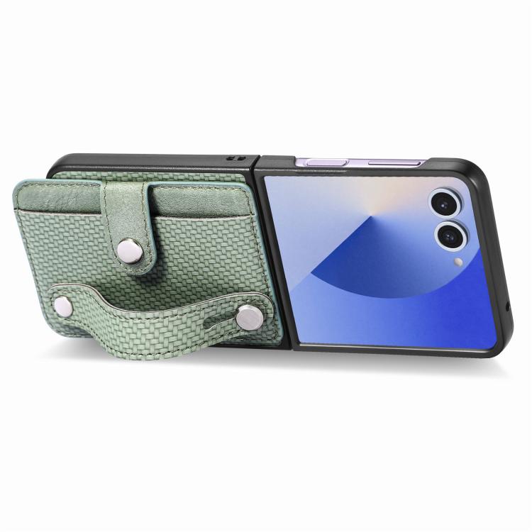 For Samsung Galaxy Z Flip7 5G Wristband Kickstand Card Wallet Back Cover Phone Case