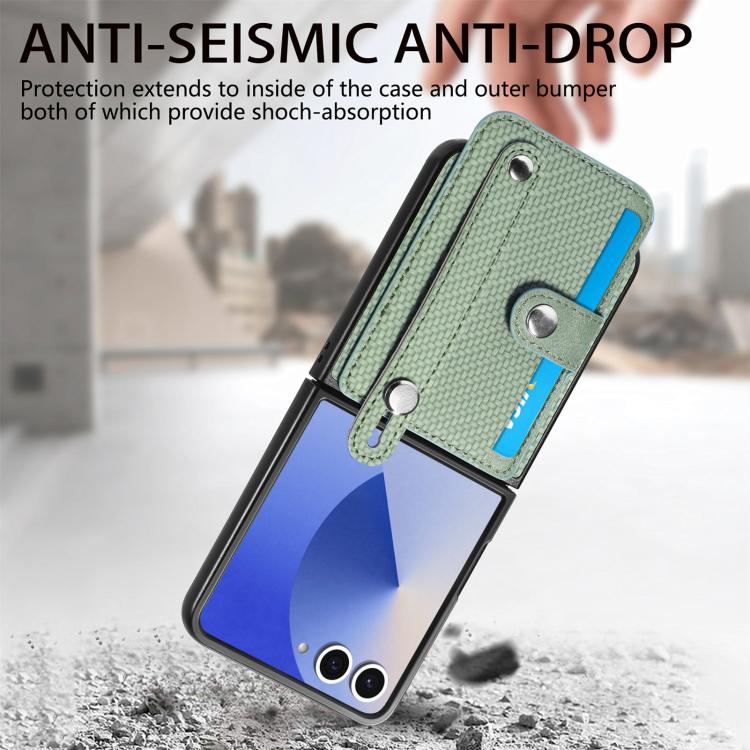 For Samsung Galaxy Z Flip7 5G Wristband Kickstand Card Wallet Back Cover Phone Case