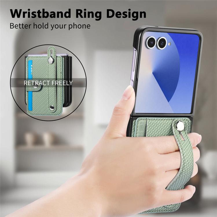 For Samsung Galaxy Z Flip7 5G Wristband Kickstand Card Wallet Back Cover Phone Case
