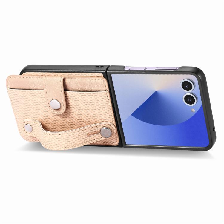 For Samsung Galaxy Z Flip7 5G Wristband Kickstand Card Wallet Back Cover Phone Case
