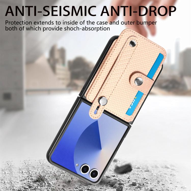 For Samsung Galaxy Z Flip7 5G Wristband Kickstand Card Wallet Back Cover Phone Case