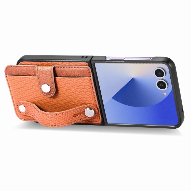 For Samsung Galaxy Z Flip7 5G Wristband Kickstand Card Wallet Back Cover Phone Case