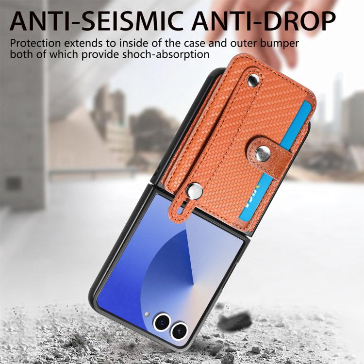 For Samsung Galaxy Z Flip7 5G Wristband Kickstand Card Wallet Back Cover Phone Case