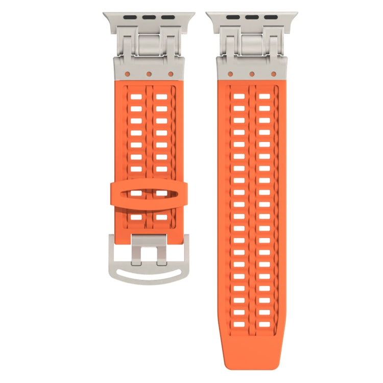 For Apple Watch Series 9 45mm Mecha Two Claw Silicone Watch Band