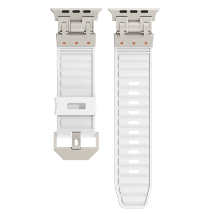 For Apple Watch Ultra 49mm Metal Mecha Plaid Silicone Watch Band